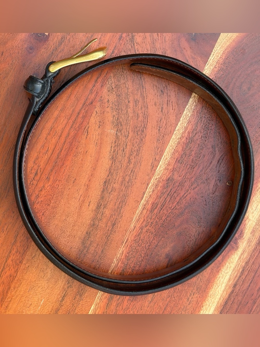 Vintage COACH Black Leather Men’s Dress Belt Brass Buckle 5952 - Picture 6 of 10